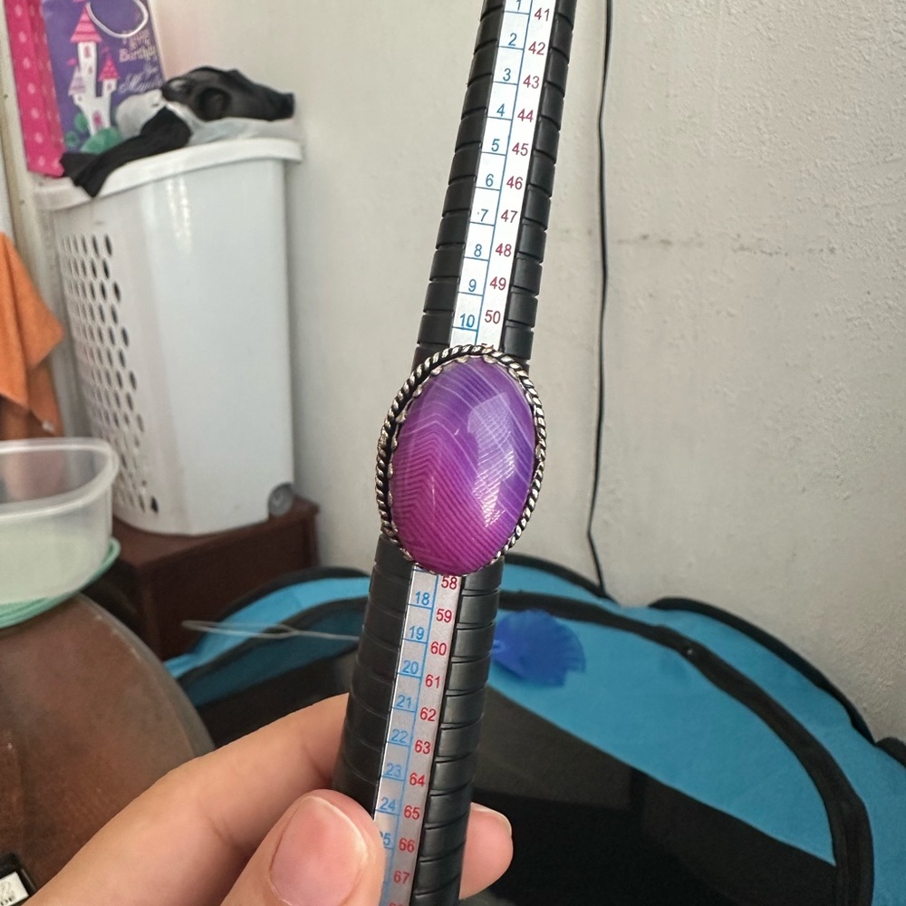 Purple fluorite ring 925
